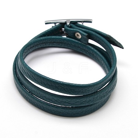 PU Leather Three Loops Wrap Bracelets X-BJEW-F067-05-1