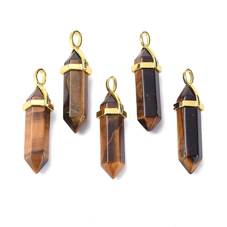 Natural Yellow Tiger Eye Pointed Pendants G-G025-01G-27-1