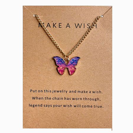 Bohemian Alloy Enamel Butterfly Pendant Necklaces for Women WG0CAA2-13-1