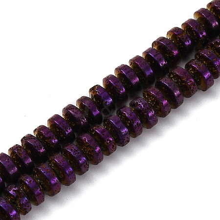 Electroplated Natural Lava Rock Beads Strands G-A256-E01-01I-1