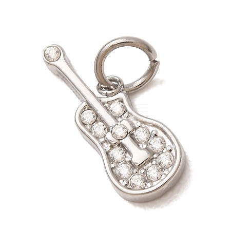 304 Stainless Steel Micro Pave Clear Cubic Zirconia Charms LS-CU-CBAB6EC-21P-1