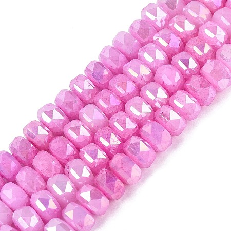 Electroplate Crackle Imitation Jade Glass Beads Strands EGLA-Q135-01A-C10-1