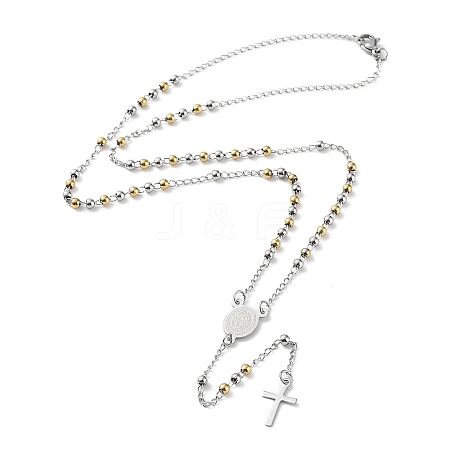 202 Stainless Steel Rosary Bead Necklaces NJEW-D060-01D-GP-1