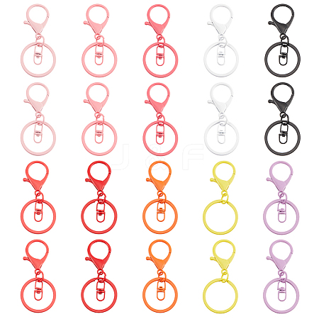   40Pcs 10 Colors Baking Painted Zinc Alloy Swivel Keychain Clasp Findings FIND-PH0010-64-1