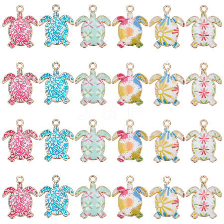  48Pcs 6 Style Alloy Enamel Pendants ENAM-NB0002-06-1