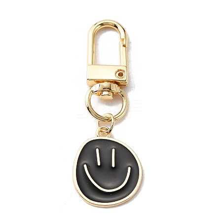 Smiling Face Enamel Pendant Decorations KEYC-WH0036-08LG-07-1