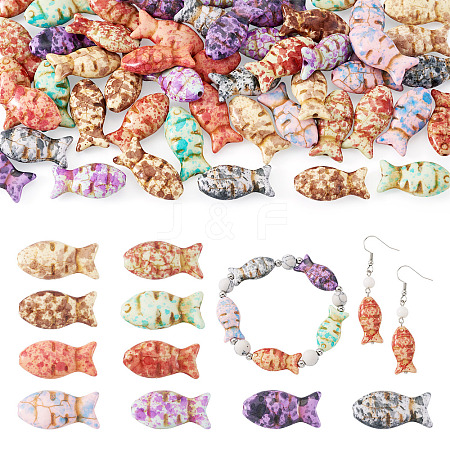 50Pcs 10 Colors Synthetic Turquoise Beads TURQ-TA0001-08-1