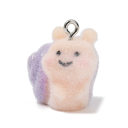 Animal Theme Flocky Opaque Resin Pendants RESI-H042-01P-14-1