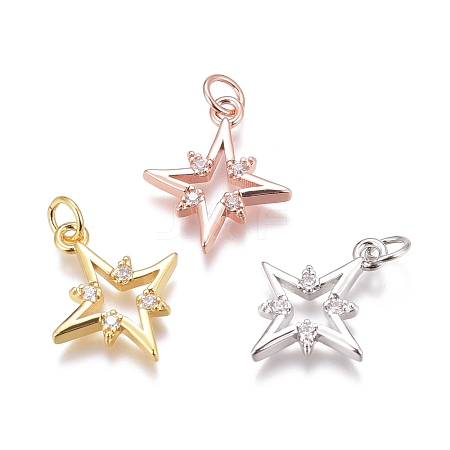 Brass Micro Pave Clear Cubic Zirconia Pendants ZIRC-O035-22-1