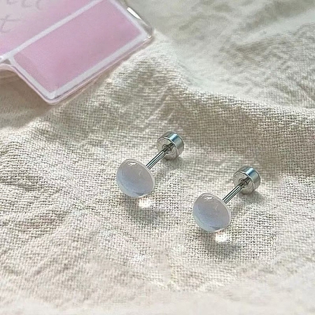 316L Surgical Stainless Steel & Glass Stud Earrings WGE1D71-04-1