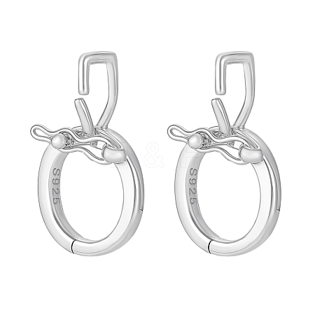 2Pcs Rhodium Plated 925 Sterling Silver Twister Clasps STER-PH0004-51P-1