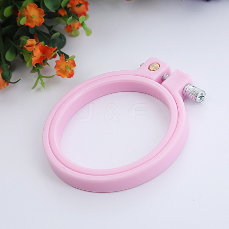 Adjustable ABS Plastic Flat Round Embroidery Hoops TOOL-PW0003-017A-1