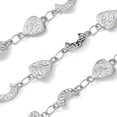 Hammered 304 Stainless Steel Triangle & Moon Link Chains SA-CBA21A8-01P-03-1