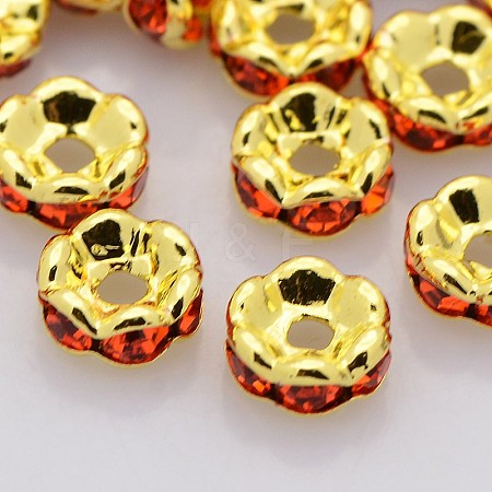 Brass Rhinestone Spacer Beads RB-A014-L6mm-20G-NF-1