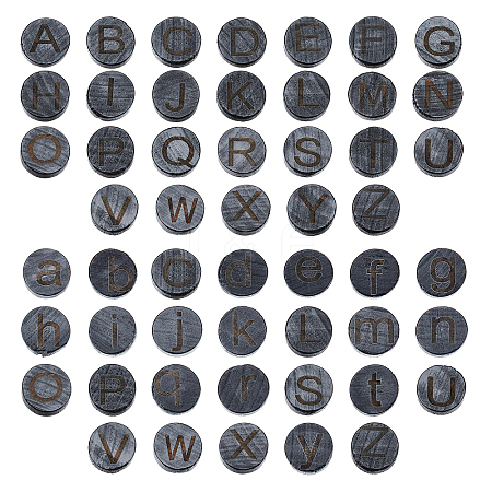 26Pcs 26 Styles Flat Round with Letter Wooden Cabochons WOOD-GA0001-28-1