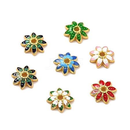 Multi-Petal Alloy Enamel Bead Caps X-FIND-G029-02G-1