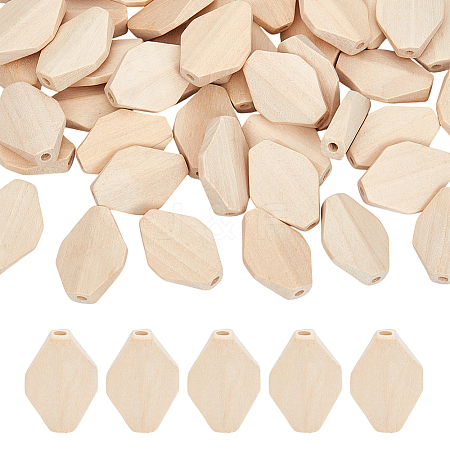 50Pcs Wood Beads WOOD-OC0004-17-1