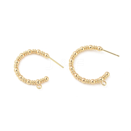 Brass Ring Stud Earrings Findings KK-K351-28G-1