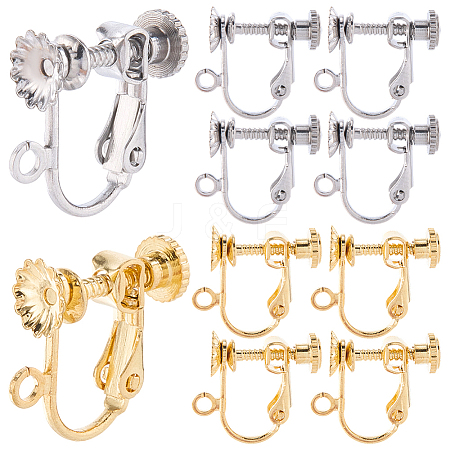 20Pcs 2 Colors 316 Surgical Stainless Steel Clip-on Earring Findings STAS-SC0010-45-1