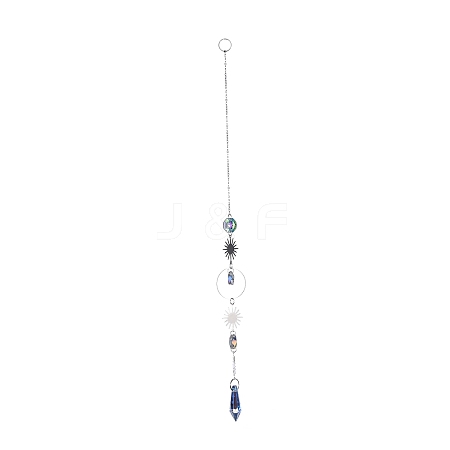 AB Color Plated Crystal Bullet Big Pendant Decorations HJEW-G019-03C-1