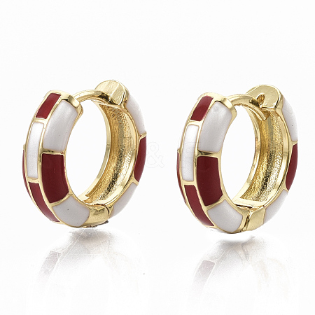 Brass Huggie Hoop Earrings EJEW-S209-06D-1