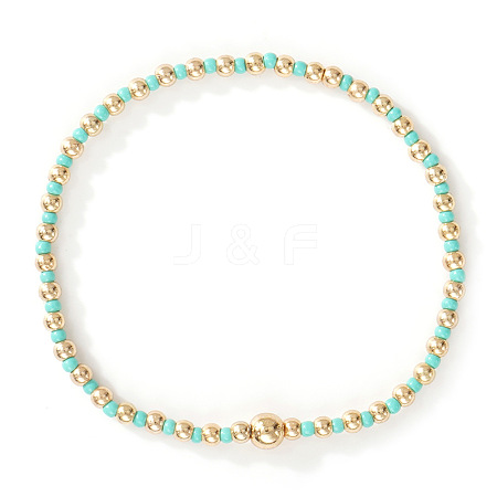 Glass Seed Beads & CCB Beads Stretch Bracelets TB4137-17-1