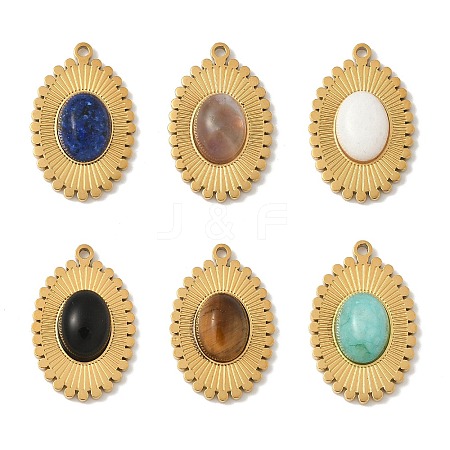 Natural Mixed Gemstone Pendants STAS-P394-06G-1