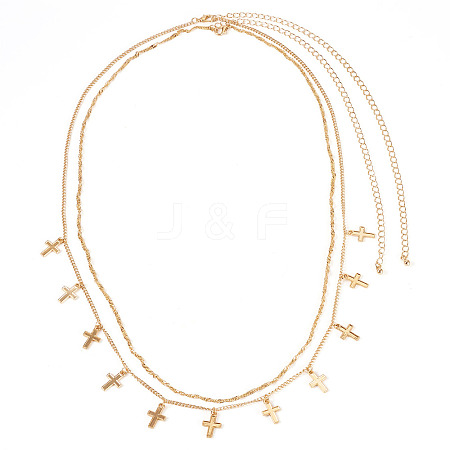 1Pc Alloy Double Layer Cross Charm Waist Chains AJEW-TA0002-20-1