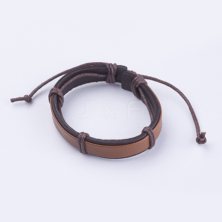 Adjustable Unisex Cowhide Cord Bracelets BJEW-F300-04A-1