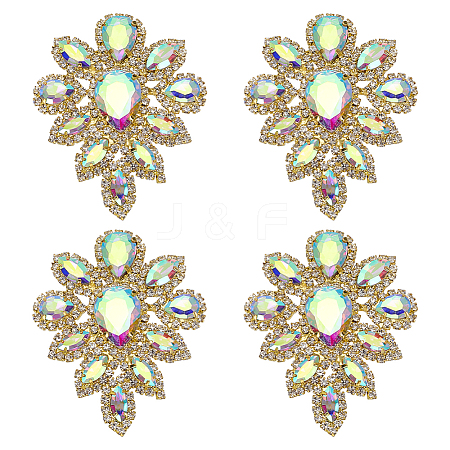 4Pcs Teardrop Shape Hotfix Rhinestone Iron on Patches PATC-FG0002-25B-1