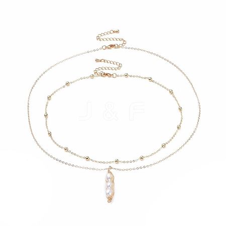 Brass Pendant Necklace Sets NJEW-JN02468-1