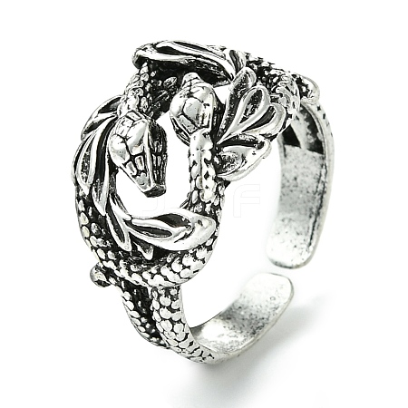 Snake Alloy Open Cuff Rings RJEW-K275-86AS-1