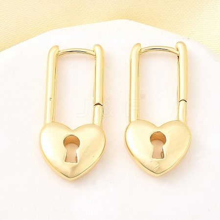 Brass Lock Hoop Earrings EJEW-Z121-03G-1