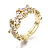 Adjustable Brass Micro Pave Clear Cubic Zirconia Finger Rings RJEW-S044-141-NF-1