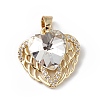 Real 18K Gold Plated Rack Plating Brass Micro Pave Clear Cubic Zirconia Pendants KK-C015-29G-06-1