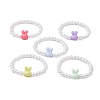 Easter Rabbit Acrylic Beaded Stretch Bracelets BJEW-JB11292-1