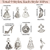 90Pcs 9 Styles Alloy Pendants FIND-SC0013-94-2