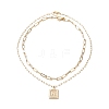 2Pcs 2 Style Brass Rectangle with Initial Letter Pendant Necklaces NJEW-JN04006-4