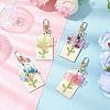 Flower Natural Amethyst & Lemon Jade & Synthetic Turquoise & Cherry Quartz Glass Chip Pendant Decorations HJEW-JM03239-1