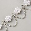 1 Yard Flower Alloy Rhinestone Link Chains LCHA-GF0001-01A-1