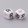Letter R White Cube Letter Acrylic Beads X-PL37C9308-R-2