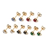 Ion Plating(IP) 304 Stainless Steel Cubic Zirconia Stud Earring Findings STAS-P373-06A-1