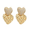 Brass Micro Pave Clear Cubic Zirconia Dangle Stud Earrings EJEW-L275-15G-01-4