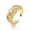 Brass Micro Pave Cubic Zirconia Cuff Open Rings RJEW-C163-24G-4