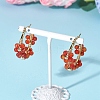 3 Pairs Flower Brass Natural Gemstone Hoop Earrings EJEW-TA00781-6