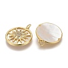 Brass Micro Pave Clear Cubic Zirconia Shell Pendants ZIRC-Z001-04G-2