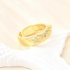 Ocean Theme Brass Micro Pave Cubic Zirconia Cuff Rings for Women LS-RJEW-F184-17I-G-4