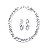 CCB Plastic& Acrylic Curb Chain Necklace & Dangle Stud Earrings SJEW-JS01233-02-1