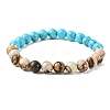 Synthetic Turquoise & Natural Zebra Jasper Stretch Bracelets BJEW-JB11474-02-2