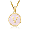 Natural Shell Initial Letter Pendant Necklace LE4192-16-1